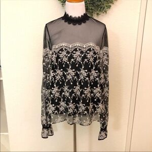 NWT Intermix amira embroidered high neck blouse